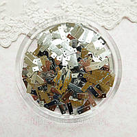 Паєтки Індія 13*4 мм прямокутні Срібло 5 г