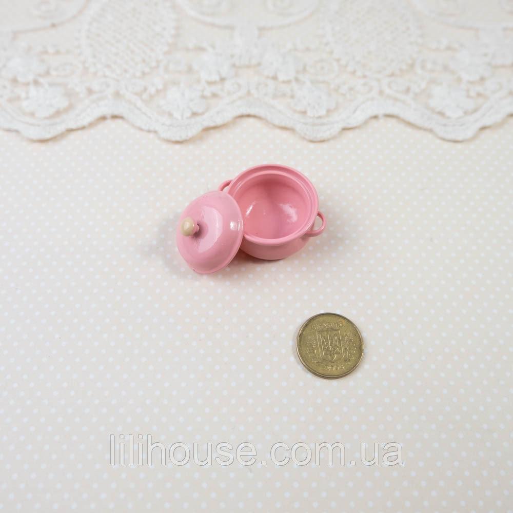 Мініатюрна каструлька керамічна 3 см Рожева, фото 1
