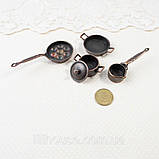 Мініатюрний набір каструль і ковшиків ø 2.3-1.7 см Бронза, фото 3