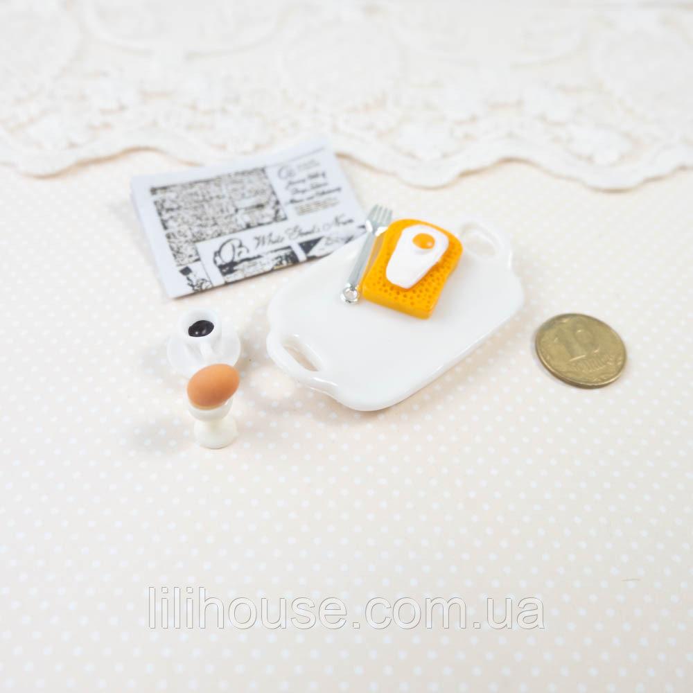 Мініатюрний піднос з англійським сніданком 5.2*3.2 см, фото 1