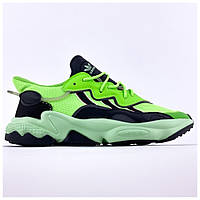 Мужские кроссовки Adidas Ozweego Neon Green Black, зелёные кроссовки адидас озвиго