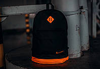 Рюкзак городской мужской | женский, для ноутбука Nike (Найк) черный-оранжевый спортивный