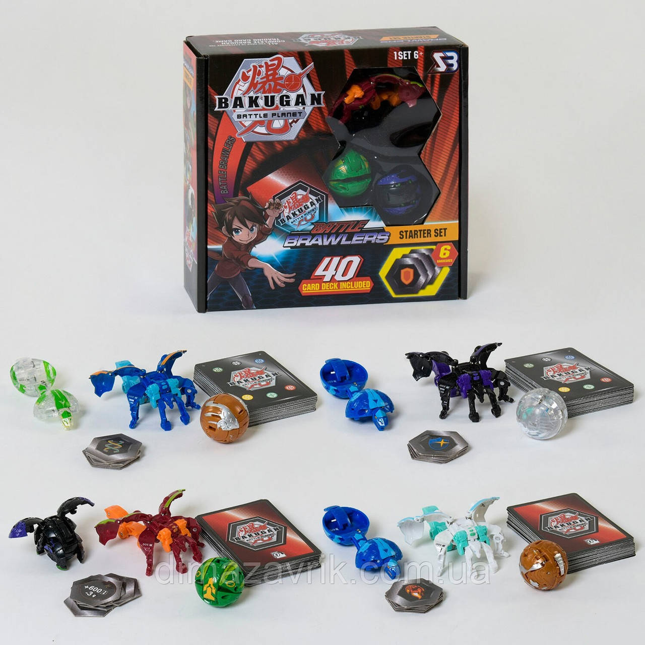 Ігровий набір Bakugan Бакугани 3 герої 6 магнітів 45 карток, фото 1