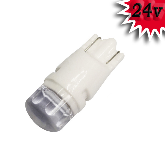 Світлодіодна автомобільна лампа T10 W2,1x9,5d 2 SMD (2835) 24V WHITE з прозорою лінзою та керамічним цоколем, фото 1
