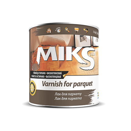 Лак для паркету MIKS Color шовковисто-матовий 0.8кг, фото 1