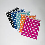 Крафт-пакет, 230*170*30 мм, помаранчевий в горохи, 10 шт., фото 4