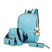 Комплект 4в1, рюкзак для девочки с Котиком