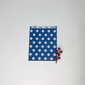 Крафт-пакет, 230*170*30 мм, синій в горохи, 10 шт.