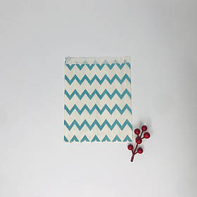 Крафт-пакет, 230*170*30 мм, бірюзовий зигзаг, 10 шт.