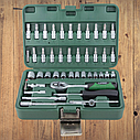 Універсальний набір інструмент голівок і ключів з трещею для будинку для авто в чемодані 1/4" 46шт Grad, фото 2