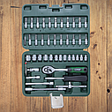 Універсальний набір інструмент голівок і ключів з трещею для будинку для авто в чемодані 1/4" 46шт Grad, фото 4