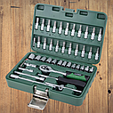 Універсальний набір інструмент голівок і ключів з трещею для будинку для авто в чемодані 1/4" 46шт Grad, фото 6