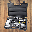 Універсальний набір інструментів голівок і ключів з трещею для будинку для авто в чемодані 3/8" 39шт CrV, фото 2