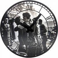 Часы настенные круглые в ретро стиле с 3D эффектом "Kiss me in Paris" Ø39 см