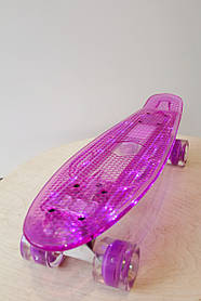 Скейт Пенні борд Best Board S прозора дека зі світлом, Рожевий 10744