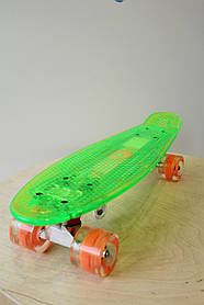 Скейт Пенні борд Best Board S прозора дека зі світлом, Зелений 60355