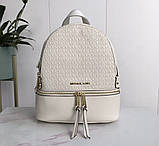 Жіночий шкіряний рюкзак Michael Kors Rhea Zip G White Lux, фото 2