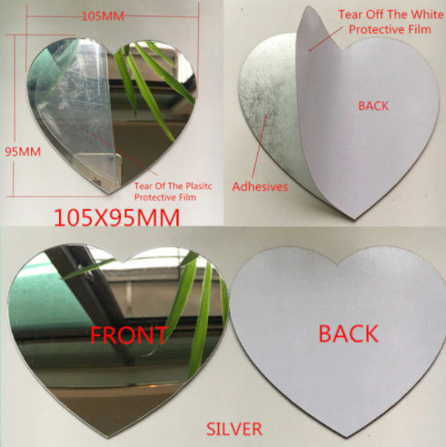 Дзеркальні пластикові наклейки серце 95мм*105мм, (ціна за 1 штуку)