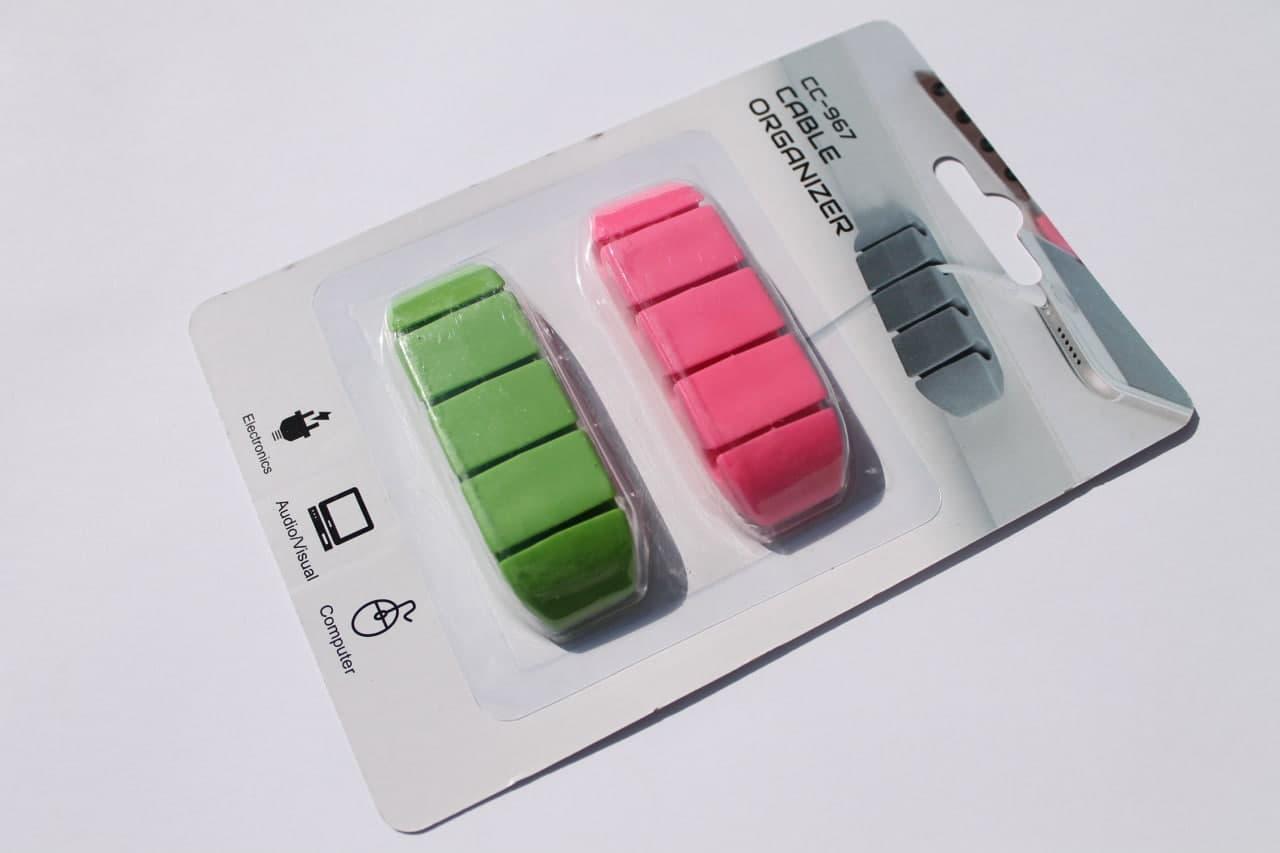 Органайзер тримач для проводів Cable Organizer CC-967 (комплект з 2 шт, рожевий і салатовий)