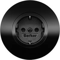 Розетка с заземлением Berker R.Classic черный/стекло черное
