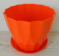 Пластиковый горшок Карат №2 с подставкой d16см оранжевый