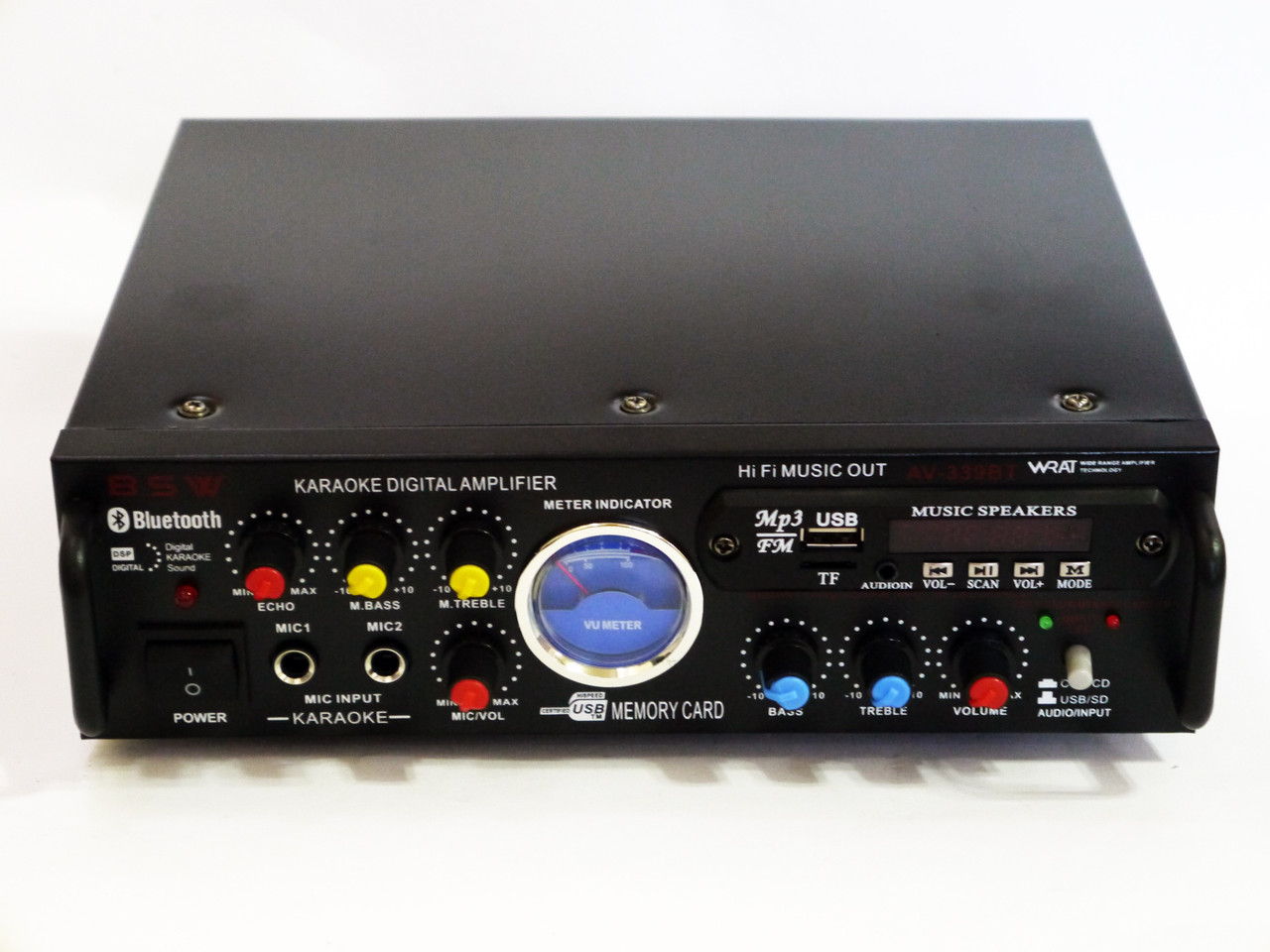 Підсилювач звуку BSW AV-339BT + USB + Fm + Mp3 + КАРАОКЕ + Bluetooth