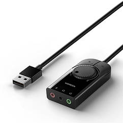Зовнішня USB звукова карта з 3 входами і кабелем 1м Ugreen