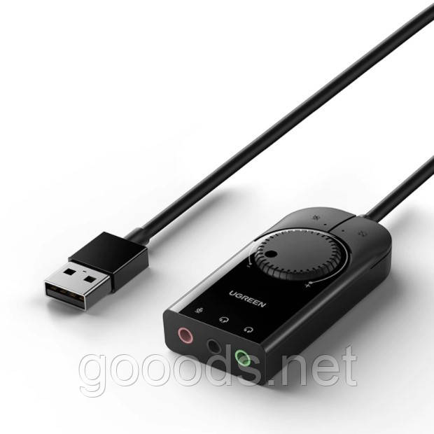 Зовнішня USB звукова карта з 3 входами і кабелем 1м Ugreen
