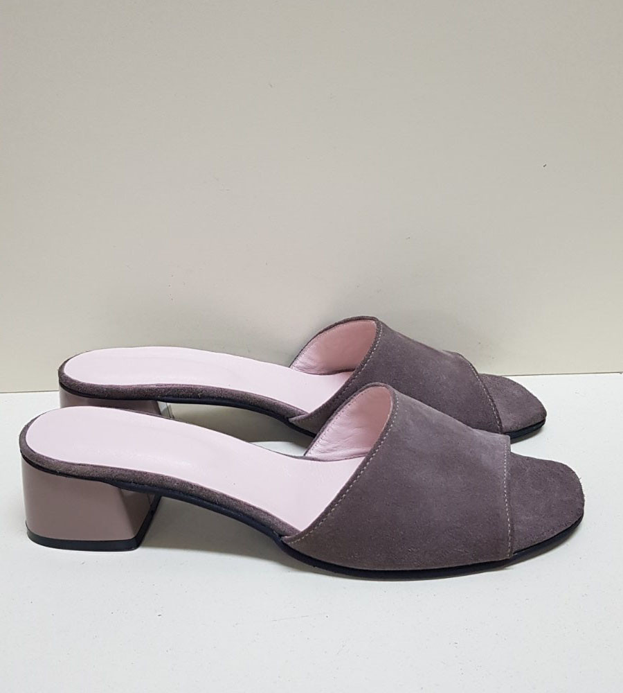 STTOPA Розміри 36-44. Шльопанці великих розмірів шкіряні. Каблук 4,5 см. 124-3644-45 Бежеві Коричневі, фото 1