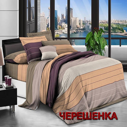 Тканина для постільної білизни Бязь "Gold" Lux GL7550 (50м) бежева в полоску, фото 1