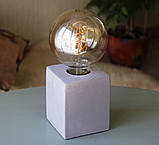 Настільна лампа нічник «Тесла» сірий бетон һ10см, фото 3