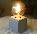 Настільна лампа нічник «Тесла» сірий бетон һ10см, фото 4