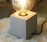 Настільна лампа нічник «Тесла» сірий бетон һ10см, фото 6
