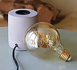 Настільна лампа нічник «Тесла» сірий бетон һ10см, фото 5