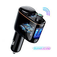 Автомобільний FM трансмітер 2USB 2.4A BASEUS модулятор в машину Locomotive Bluetooth MP3 (чорний), фото 3