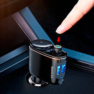 Автомобільний FM трансмітер 2USB 2.4A BASEUS модулятор в машину Locomotive Bluetooth MP3 (чорний), фото 6