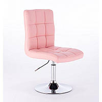 Кресло парикмахерское косметическое Ангел (Angel) розовое кожзам база хром диск