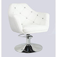 Кресло парикмахерское Нью Йорк (NewYork) белое кожзам база металл гидравлика хром диск