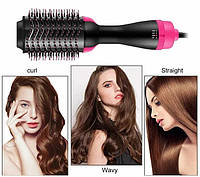 Фен-щетка для сушки волос One Step 3в1, Фен расческа стайлер для укладки, объема и выпрямления волос круглая