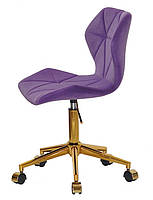 Стілець Torino GD-Modern Office пурпуровий 1013 велюр на золотій хрестовині з коліщатками, фото 3