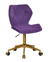 Стілець Torino GD-Modern Office пурпуровий 1013 велюр на золотій хрестовині з коліщатками, фото 2