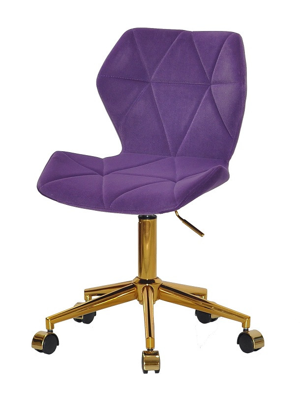 Стілець Torino GD-Modern Office пурпуровий 1013 велюр на золотій хрестовині з коліщатками, фото 1