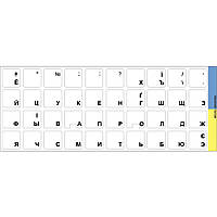 Нестирающаяся наклейка на клавиатуру Украинский 13 х 13 мм прозрачный фон / черная кириллица (подходит для