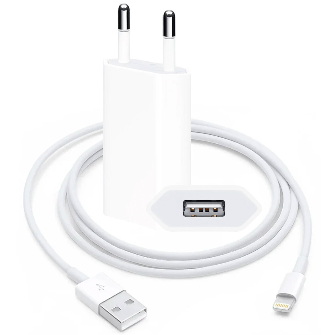 Комплект зарядки для iPhone, Адаптер живлення 5W з кабелем USB - Lightning (without box)