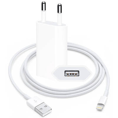 Комплект зарядки для iPhone, Адаптер живлення 5W з кабелем USB - Lightning (without box)