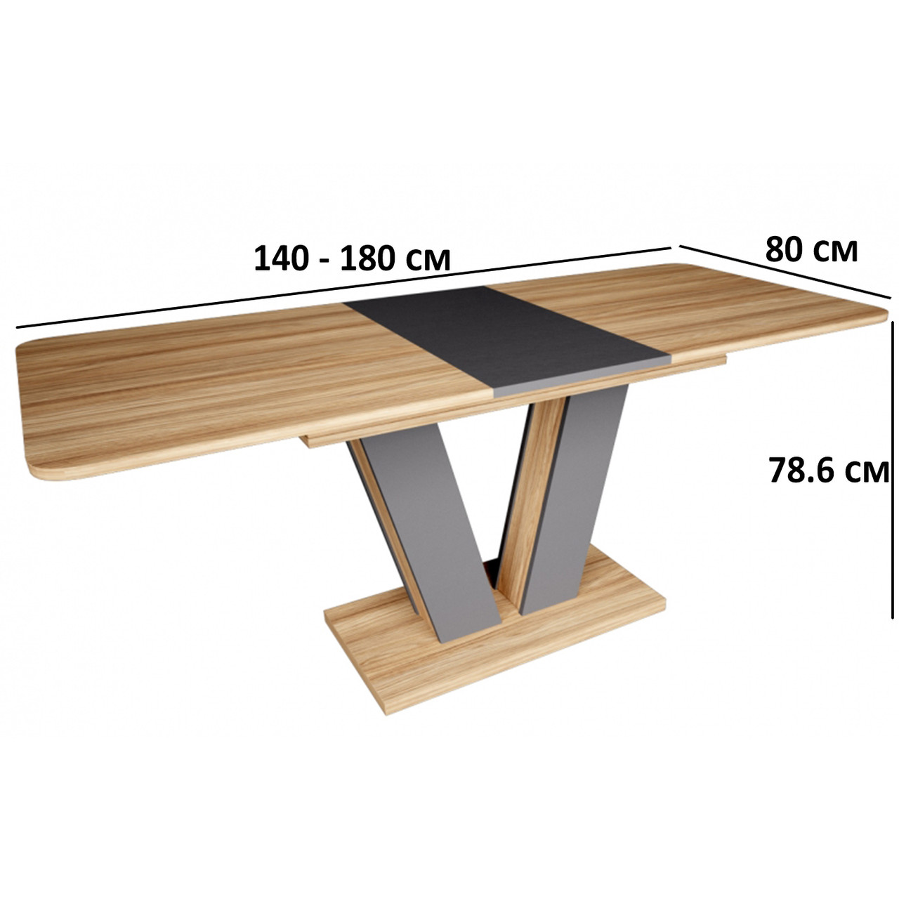 Стіл обідній розсувний Intarsio Torino 140-180х80см для вітальні в стилі модерн в кольорі блеквуд графіт, фото 1