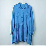 Жіноча пляжна бавовняна туніка сорочка блакитного кольору, на гудзиках, фото 2