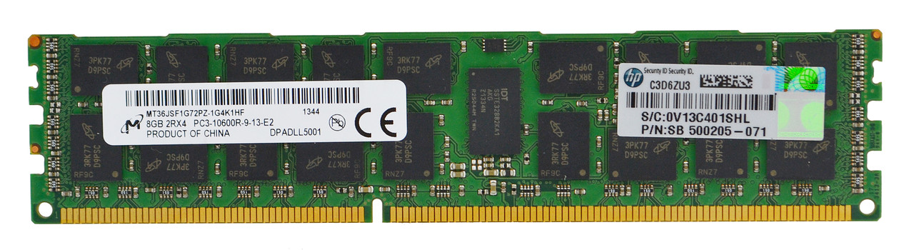(Б/У) Серверна оперативна пам'ять HP Micron DDR3-1333 8Gb PC3-10600 ECC Registered (500205-071)