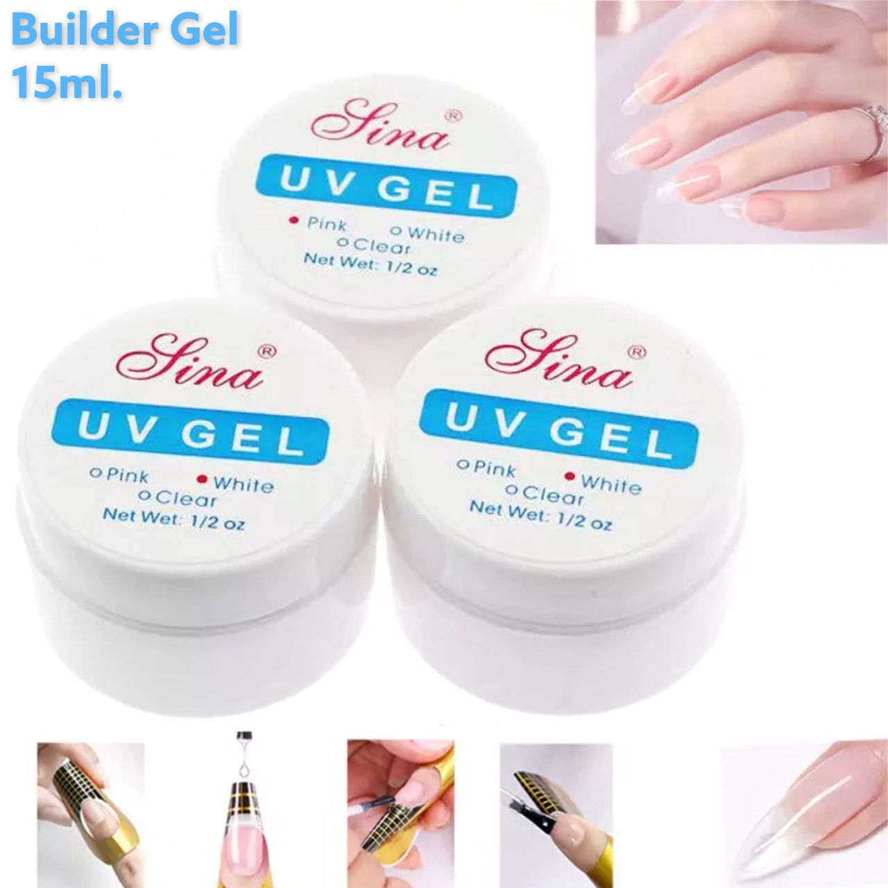 Моделюючий гель Lina (Builder gel) для нарощування та зміцнення нігтів, 15 мл.