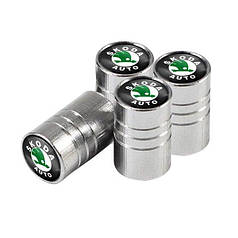 Ковпачки на ніпель для Skoda Alitek Long Silver Шкода (4 шт.)